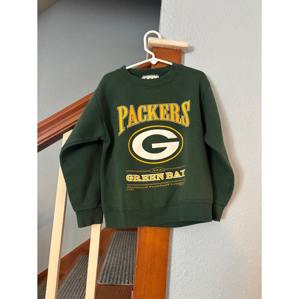 Lee nfl Green Bay packers football vtg USA made sweatshirt youth 6 7 8 logo